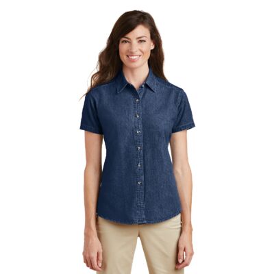 Ladies Short Sleeve Value Denim Shirt Thumbnail