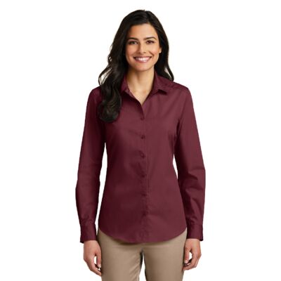 Ladies Long Sleeve Carefree Poplin Shirt Thumbnail